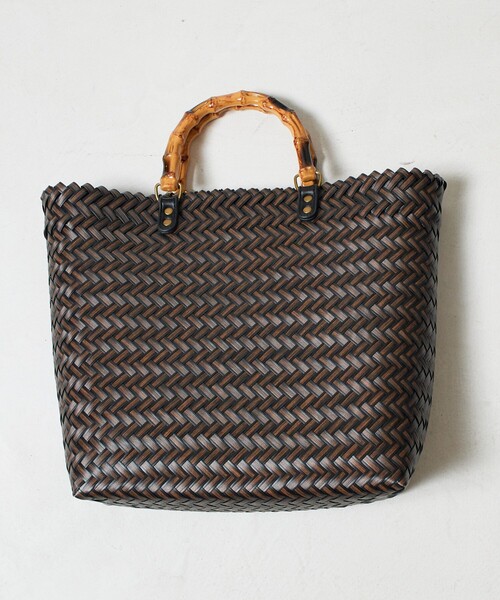 【美品✨】SAVE MY BAG バンブートートバッグ　カゴ柄　カゴバッグ 美品✨】SAVE MY BAG バンブートートバッグ カゴ柄 カゴバッグ