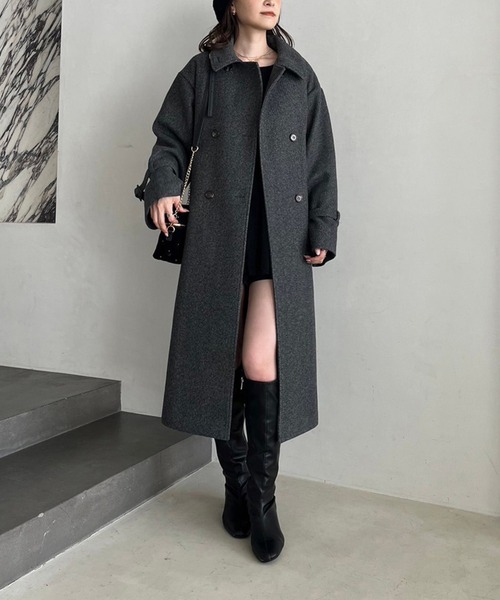 「one after another NICE CLAUP」 ステンカラーコート SMALL 杢グレー レディース_画像3