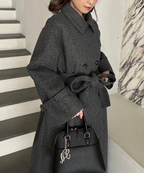 「one after another NICE CLAUP」 ステンカラーコート SMALL 杢グレー レディース_画像8