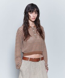 〈６(ROKU)〉コットン ナイロン ボーダー ポロニット ショートスリーブ BEAUTY&YOUTH UNITED ARROWS｜<6(ROKU)>コットン ナイロン
