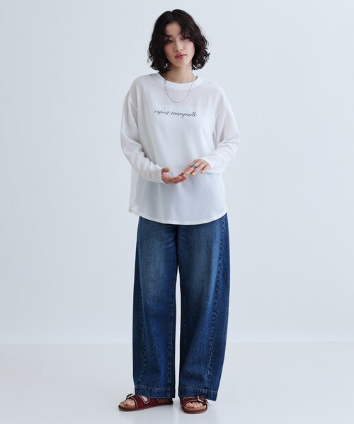 INDIVI GALLEST ブラウス シャツ ジョーゼットロゴブラウス