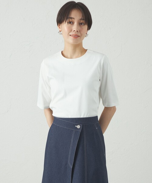 tシャツ 「接触冷感/抗菌防臭/白化軽減」スクエアーカットソー レディース