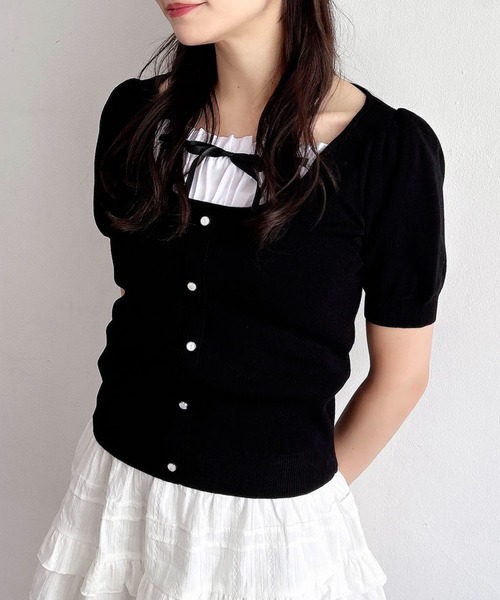 ニット セーター レイヤード風半袖ニット　579544 レディース Heather ニット セーター レイヤード風半袖ニット 579544