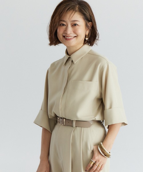 ブラウス シャツ 「三尋木奈保コラボ」辛口モードなワイドスリーブシャツ「セットアップ対応」 レディース