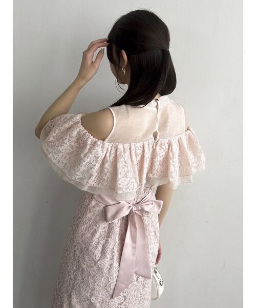 ダズリン オフショルレースドレス ピンク dazzlin ドレス 「藤井サチコラボ」オフショルレースドレス