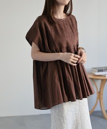 sakishimatokyo ブラウス シャツ 夏 半袖 「India Fabric」ピンタック