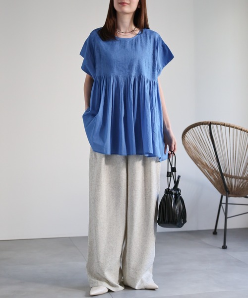 sakishimatokyo ブラウス シャツ 「India Fabric」ピンタックギャザー