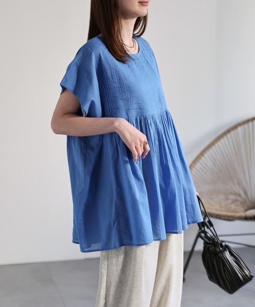 sakishimatokyo ブラウス シャツ 「India Fabric」ピンタックギャザー