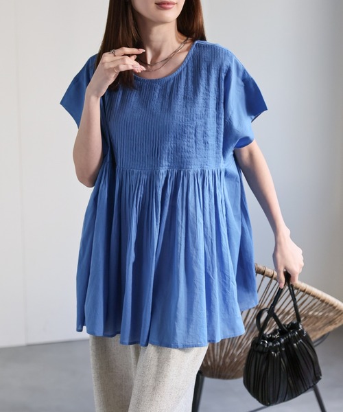 sakishimatokyo ブラウス シャツ 「India Fabric」ピンタックギャザー