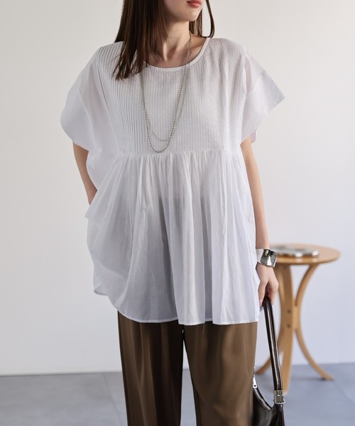 sakishimatokyo ブラウス シャツ 「India Fabric」ピンタックギャザー