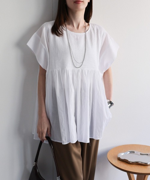 sakishimatokyo ブラウス シャツ 「India Fabric」ピンタックギャザー