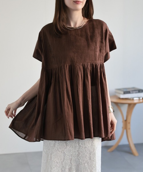 sakishimatokyo ブラウス シャツ 「India Fabric」ピンタックギャザー