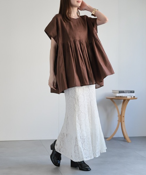sakishimatokyo ブラウス シャツ 「India Fabric」ピンタックギャザー