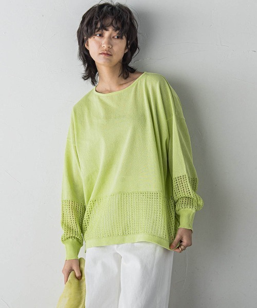 ニット セーター ペーパーヤーンメッシュヘムニットプルオーバー「手洗い可能」 レディース MAYSON GREY ニット セーター ペーパーヤーンメッシュヘムニット