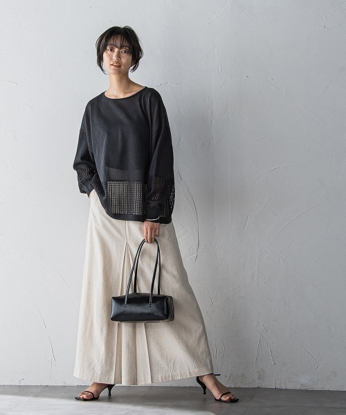 ニット セーター ペーパーヤーンメッシュヘムニットプルオーバー「手洗い可能」 レディース MAYSON GREY ニット セーター ペーパーヤーンメッシュヘムニット