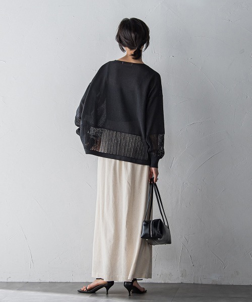 MAYSON GREY ニット セーター ペーパーヤーンメッシュヘムニット
