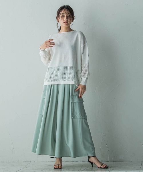 ニット セーター ペーパーヤーンメッシュヘムニットプルオーバー「手洗い可能」 レディース MAYSON GREY ニット セーター ペーパーヤーンメッシュヘムニット