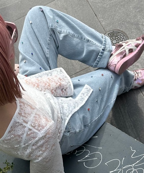 Alley Tokyo ジーンズ デニム デニムパンツ キラキラビジュー＆ハート