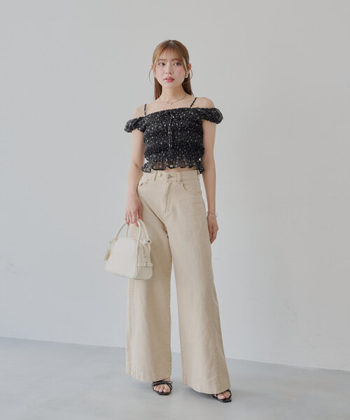 Chico ブラウス シャツ 「5色展開」シアーフラワーシャーリング