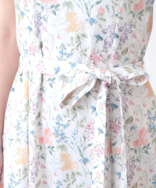 ローラ アシュレイ（LAURA ASHLEY）/【ギフトにおすすめ！コットン100％日本製／ウエストリボン付き】エルストン ガーデン柄ワンピース LAURA ASHLEY（ローラアシュレイ） ワンピース 「ギフトにおすすめ