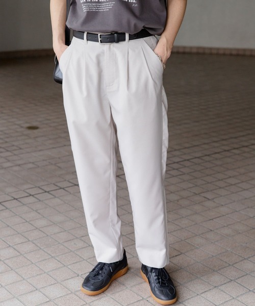 ÁERON リネン100% 1タック スラックス テーパード レモンイエロー ワンタックハイウエストテーパードパンツレディース 春夏秋冬