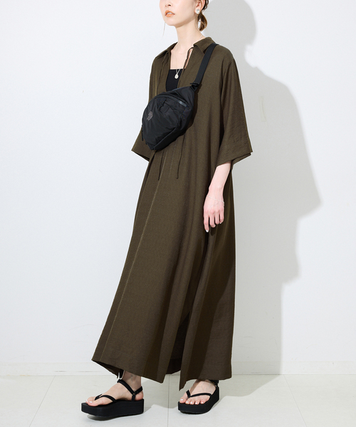 SLOBE IENA ワンピース リネン混リラックススキッパーワンピース