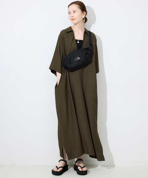 SLOBE IENA ワンピース リネン混リラックススキッパーワンピース