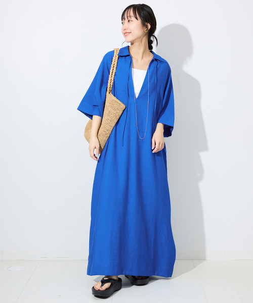 SLOBE IENA ワンピース リネン混リラックススキッパーワンピース
