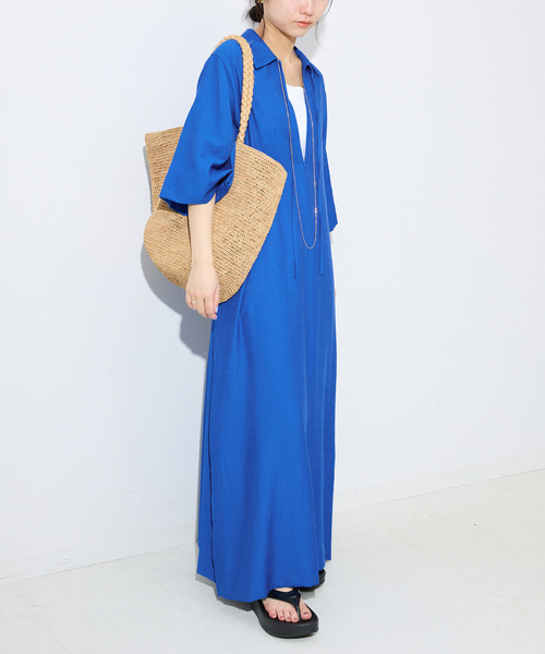 SLOBE IENA ワンピース リネン混リラックススキッパーワンピース