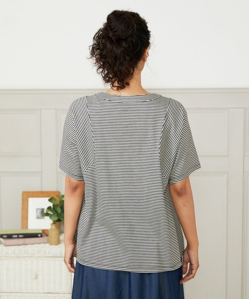 Jocomomola（ホコモモラ） tシャツ 「接触冷感」Una ola ボーダージャ