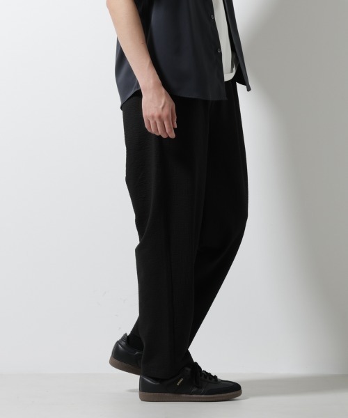 nano universe テーパードパンツ NANO universe パンツ ジャージーサッカーワイドテーパード