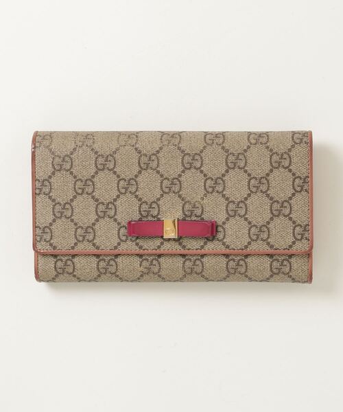 【美品】GUCCI 長財布　GGスプリーム　二つ折り　財布 GUCCI 「GUCCI」 GGスプリーム 二つ折り 長財布 - ベージュ