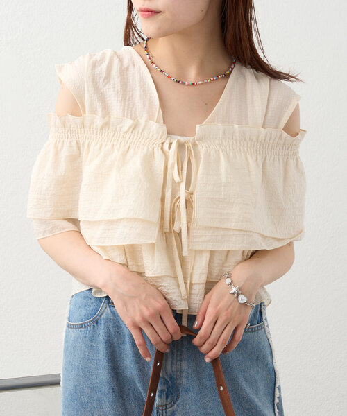 フリルブラウス ピンク w closet ブラウス シャツ 「6色展開」マルチWAYフリルブラウス