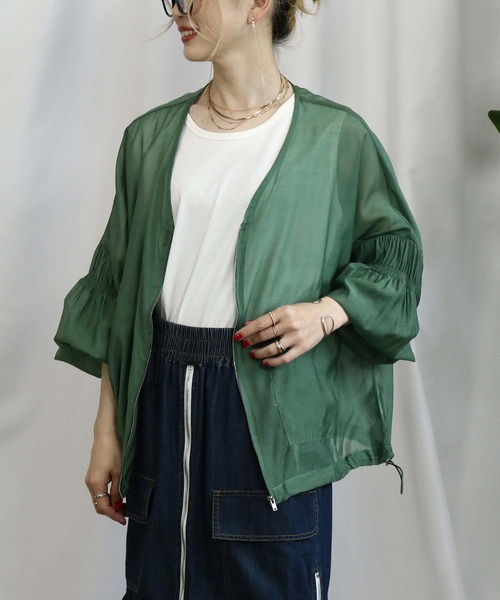 Betty 【 プロフ必読お願いします】 シアーＶネックブルゾンジャケット BITTOKO ブルゾン アウター シアーZIP UPブルゾン レディース