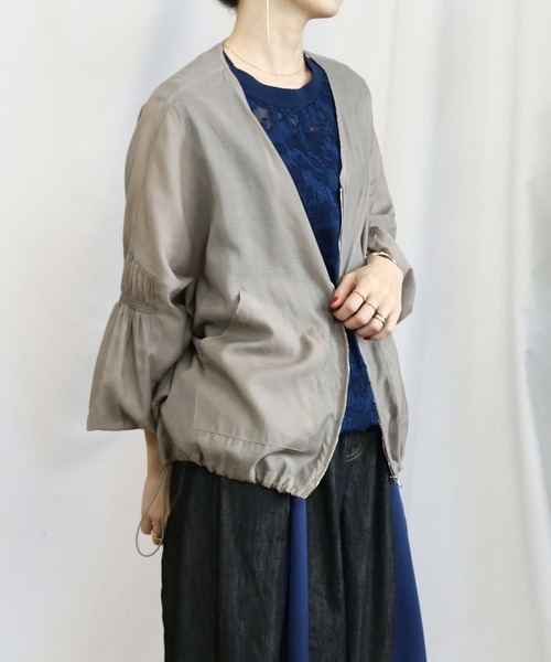 Betty 【 プロフ必読お願いします】 シアーＶネックブルゾンジャケット BITTOKO ブルゾン アウター シアーZIP UPブルゾン レディース