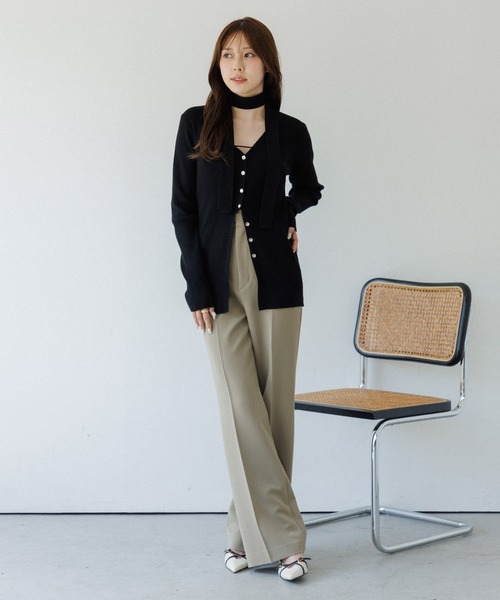 ニット セーター choker rib knit cardigan（チョーカーリブニット