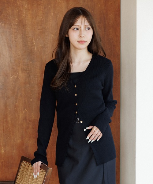 ニット セーター choker rib knit cardigan（チョーカーリブニット