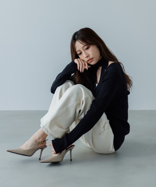 ニット セーター choker rib knit cardigan（チョーカーリブニット