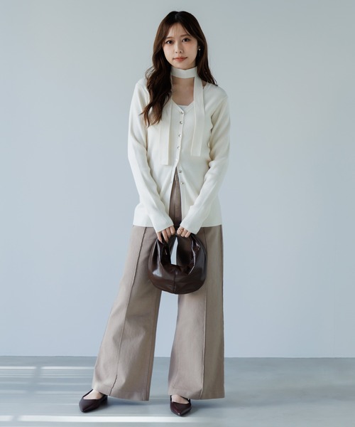 ニット セーター choker rib knit cardigan（チョーカーリブニット