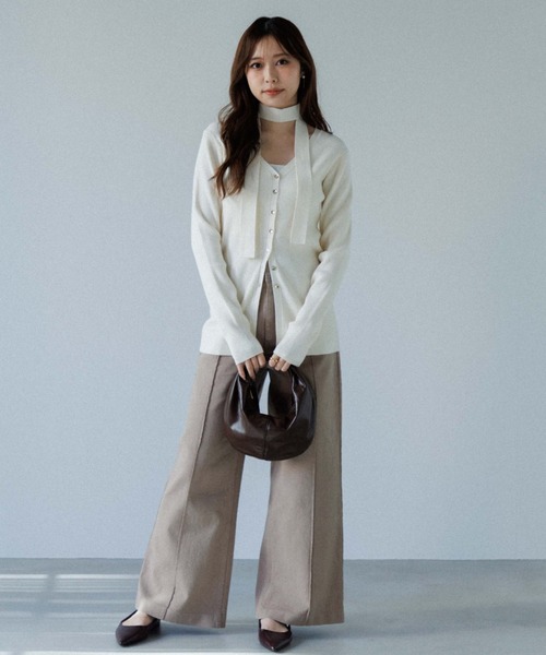 ニット セーター choker rib knit cardigan（チョーカーリブニット