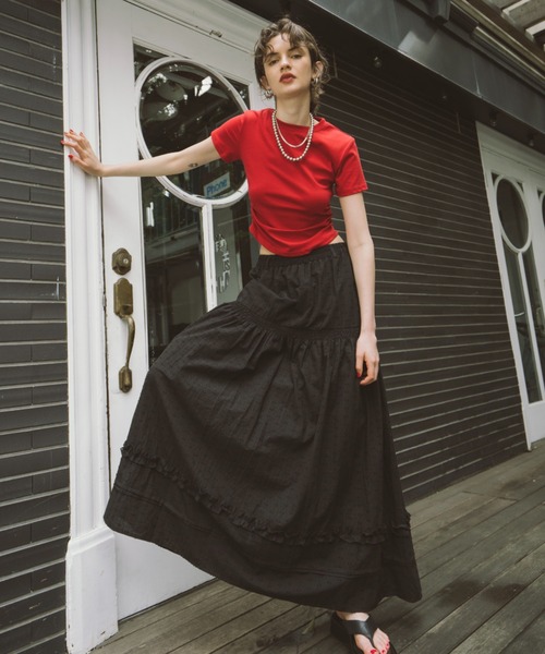 HANNE ロング スカート ティアードボリュームスカート : ZOZOTOWN