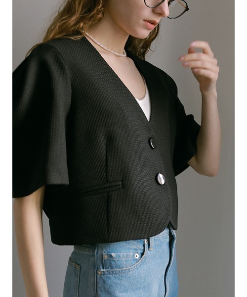 新品未使用【CHAROL】ノーカラージャケット CHAROL（シャロル） ノーカラージャケット M ブラック レディース