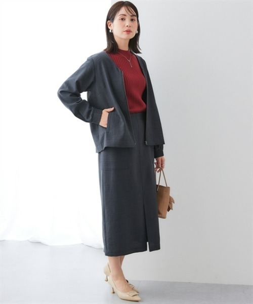 7days Life Styling コート アウター 麻調合繊Vカラージップジャケット