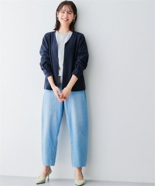 7days Life Styling コート アウター 麻調合繊Vカラージップジャケット