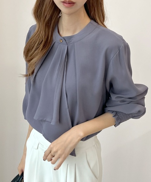 「Futier land」 長袖ブラウス LARGE ネイビー レディース