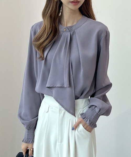 「Futier land」 長袖ブラウス LARGE ネイビー レディース