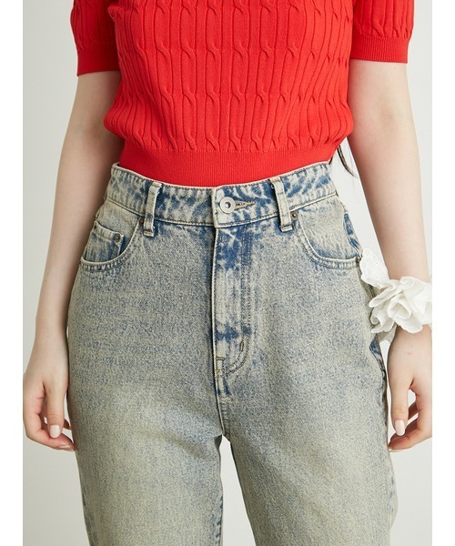 [LILY BROWN] обработка ботинки cut Denim брюки 1 черный женский 