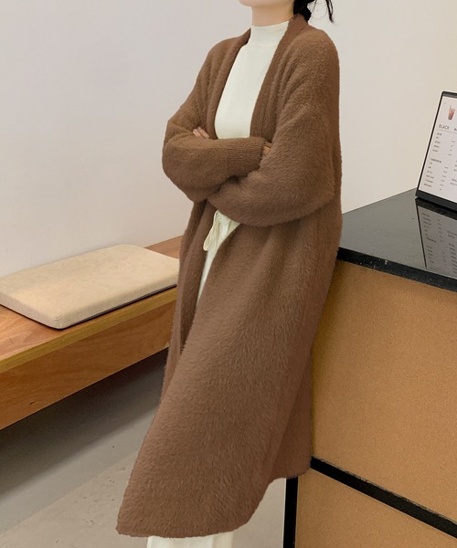 美品】エポカ ファー付 ロングカーディガン ニットコート 美品】エポカ 
