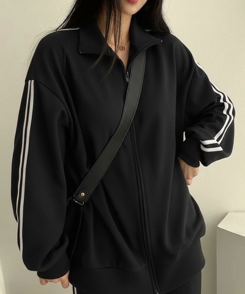 ジャージ ライントラックジャージ/セットアップ 2点セット レディース