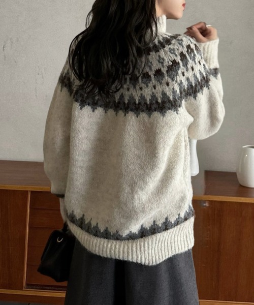 Eclat one ニット セーター 「Eclat one」ノルディック柄 クルーネック
